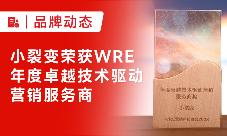 小裂變榮獲WRE“年度卓越技術驅動營銷服務商”獎丨實力認證